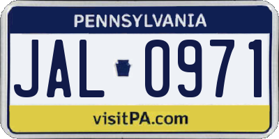 PA license plate JAL0971
