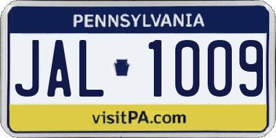PA license plate JAL1009