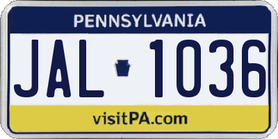 PA license plate JAL1036