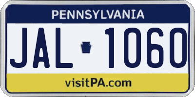 PA license plate JAL1060