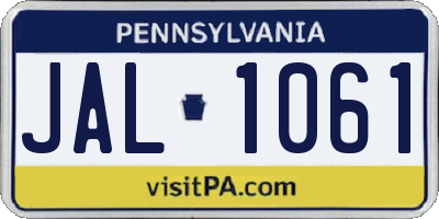 PA license plate JAL1061
