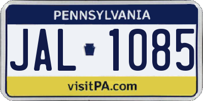 PA license plate JAL1085