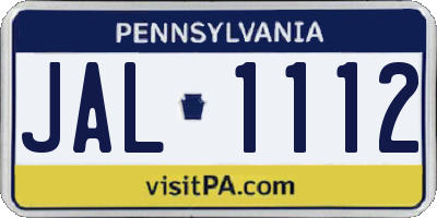 PA license plate JAL1112