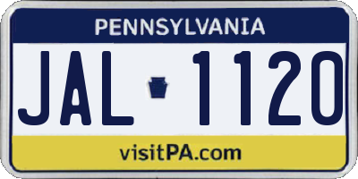 PA license plate JAL1120