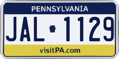 PA license plate JAL1129
