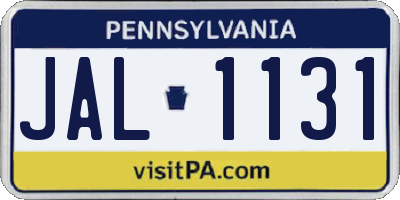 PA license plate JAL1131