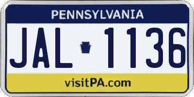 PA license plate JAL1136