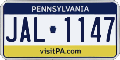 PA license plate JAL1147