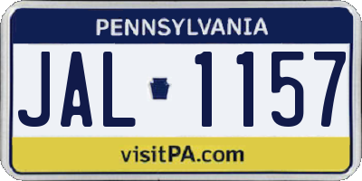 PA license plate JAL1157