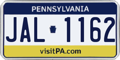 PA license plate JAL1162