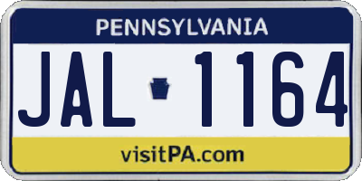 PA license plate JAL1164