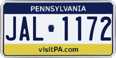 PA license plate JAL1172