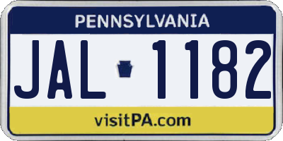 PA license plate JAL1182