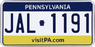 PA license plate JAL1191