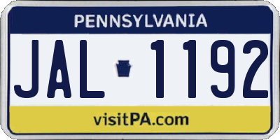 PA license plate JAL1192