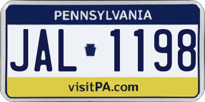 PA license plate JAL1198