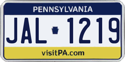 PA license plate JAL1219