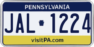 PA license plate JAL1224