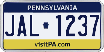 PA license plate JAL1237