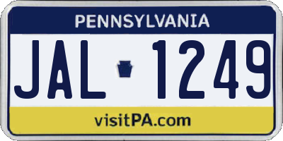 PA license plate JAL1249