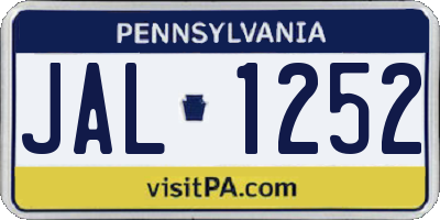 PA license plate JAL1252