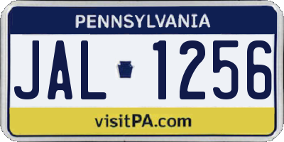 PA license plate JAL1256