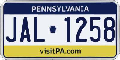 PA license plate JAL1258