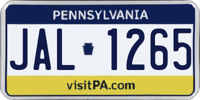 PA license plate JAL1265