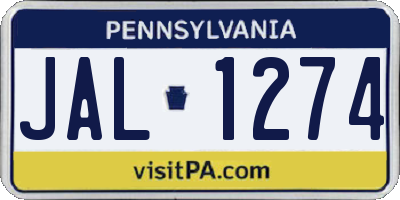 PA license plate JAL1274