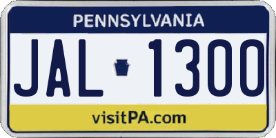 PA license plate JAL1300