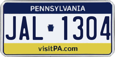 PA license plate JAL1304