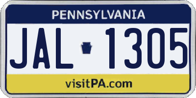 PA license plate JAL1305