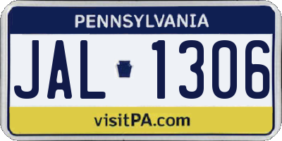 PA license plate JAL1306