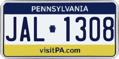 PA license plate JAL1308