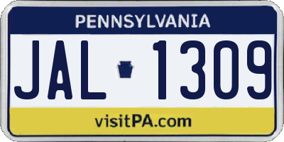 PA license plate JAL1309