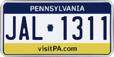 PA license plate JAL1311