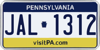 PA license plate JAL1312