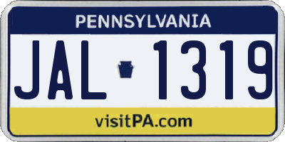 PA license plate JAL1319