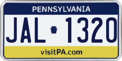 PA license plate JAL1320