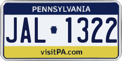 PA license plate JAL1322