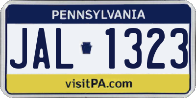 PA license plate JAL1323