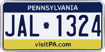 PA license plate JAL1324