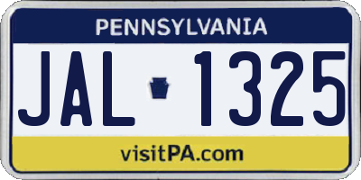 PA license plate JAL1325