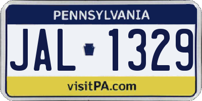 PA license plate JAL1329