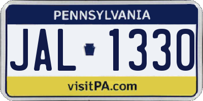 PA license plate JAL1330