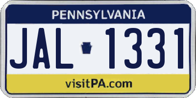 PA license plate JAL1331