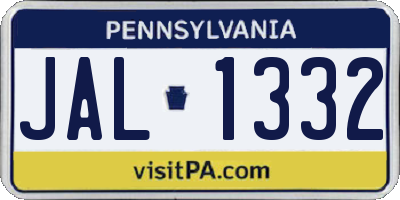 PA license plate JAL1332