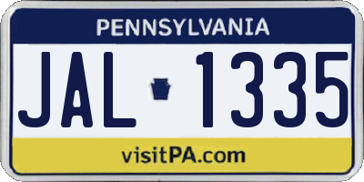 PA license plate JAL1335