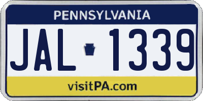 PA license plate JAL1339