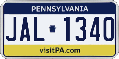 PA license plate JAL1340